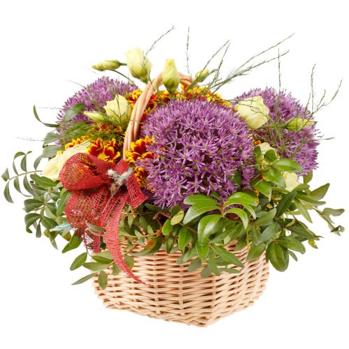 Цветочная композиция в корзине «Летний вихрь»