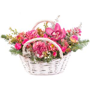 Корзина с цветами «Розовый вальс»