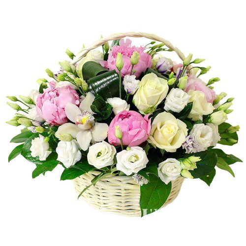 Живые цветы в корзине «Тиффани»