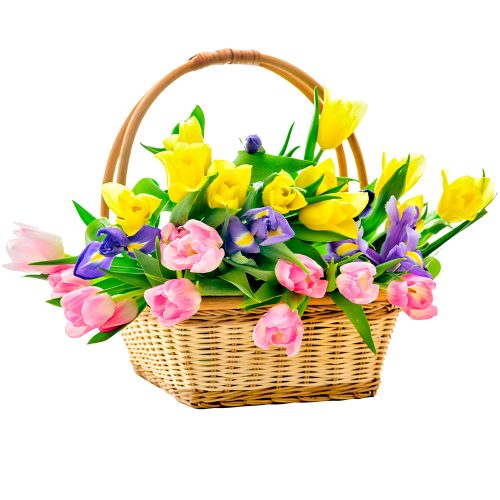 Цветочная композиция в корзине «Весеннее вдохновение»