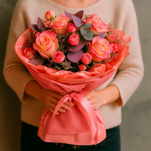 Букет из свежих цветов «Огненный вихрь»
