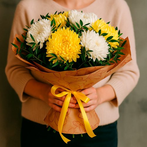 Букет из свежих цветов «Солнечный вальс»