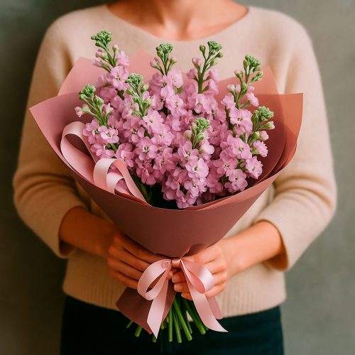 Букет цветов «Розовая маттиола»