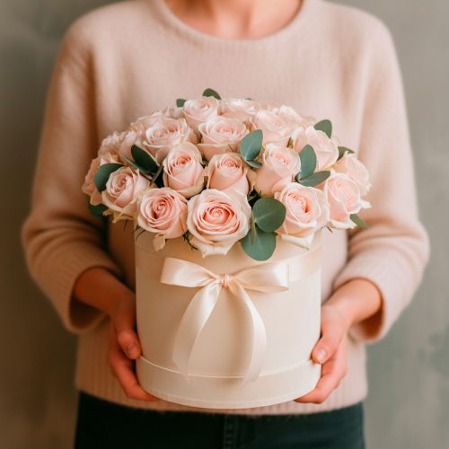 Букет в коробке «Кремовая Элегантность»