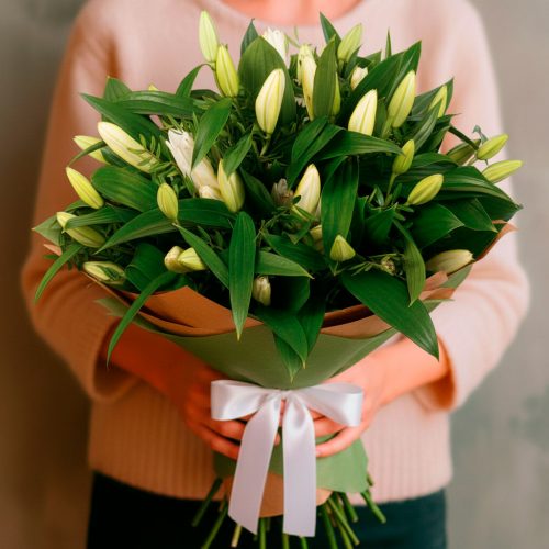 Монобукет лилий «Лунный свет»