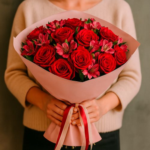 Цветочный букет «Алый закат»